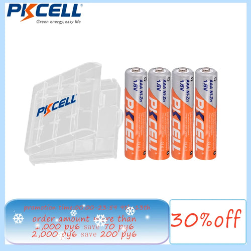 4PC  AAA Battery 900Mwh 1.6V Ni-Zn AAA Rechargeable Batteries for Flashlight Toys with 1Pcs Battery Box for AA AAA Battery